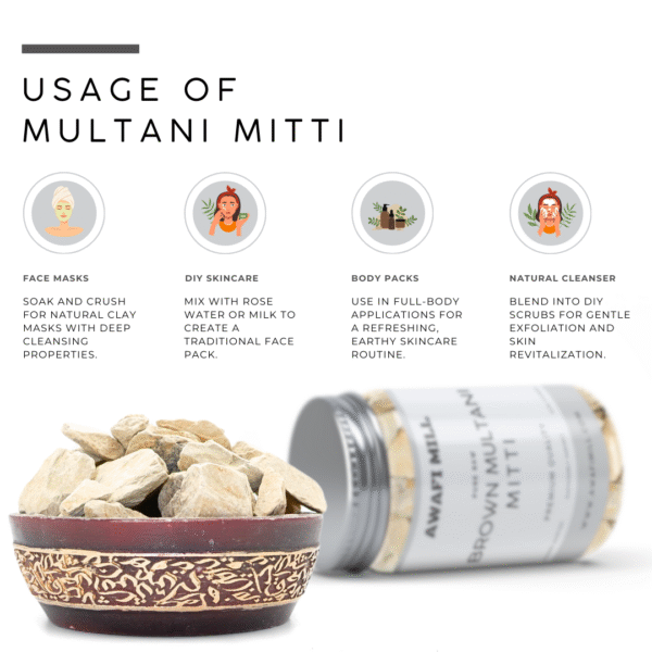 Brown Multani Mitti | Natural Indian Fuller’s Earth Clay Stones | - Image 3