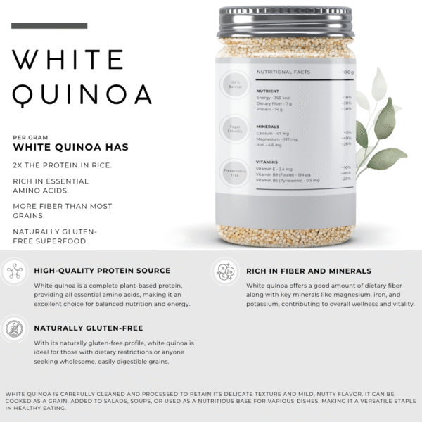 White Quinoa | Naturally Cleaned Whole Seeds | - Image 2