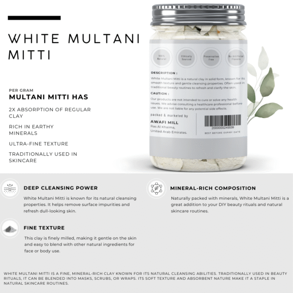 White Multani Mitti | Natural Fuller’s Earth Clay Stones | - Image 2
