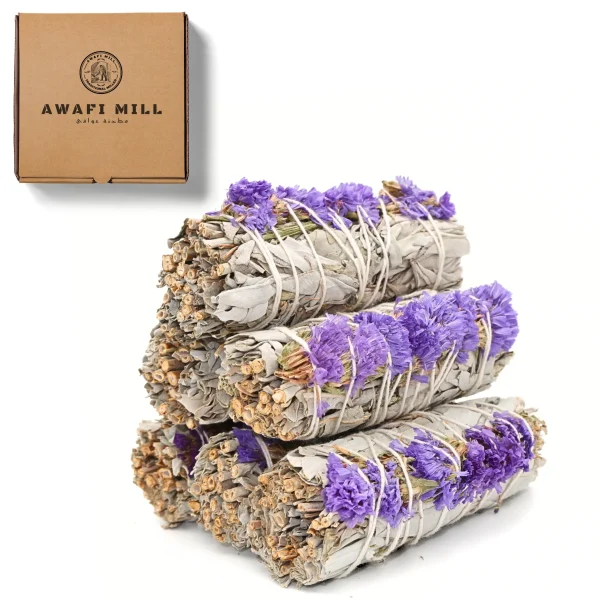 Purple Sea Lavender with White Sage Floral Smudge Stick